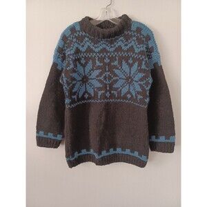 Vintage Greek handknit wool ski sweater womens S chunky pullover 80s oversized